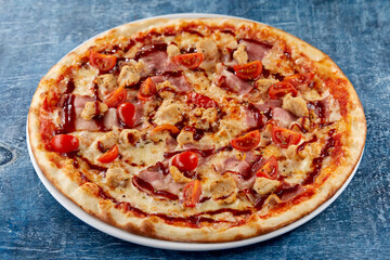 italian pizza on the dark background
