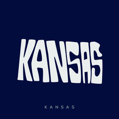 Kansas map typography. Kansas state map typography. Kansas lettering.