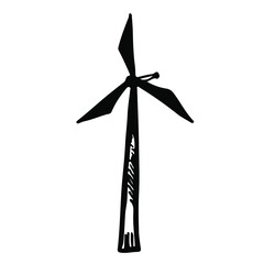 Windmill alternative energy generator source sketch vector icon. Hand drawn eco technology symbol