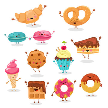 Collection Of Cute Dessert Characters