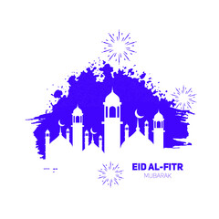 watercolor Islamic festival eid mubarak flat illustration