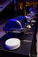 metal marmites for catering at the event