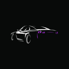 Vector Auto car back view for wallpaper in shadow high light