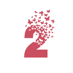 Number 2 dissolves into a cloud of butterfly, moth