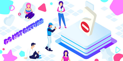 Do not disturb isometric design icon. Vector web illustration. 3d colorful concept