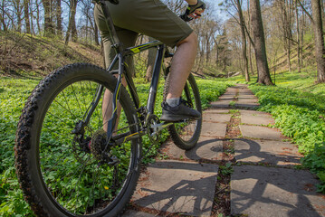 Fototapeta na wymiar Guy on a mountain bike