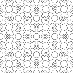 Seamless vector pattern. Black and white linear drawing. Coloring book, colouring page for children and adults. Abstract geometric design. Monochrome illustration. Easy to edit color and line weight