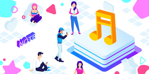 Note isometric design icon. Vector web illustration. 3d colorful concept