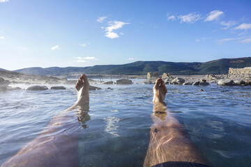 bathing in hot springs