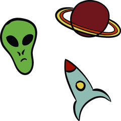 Aliens and space. Vector illustration is suitable for all space