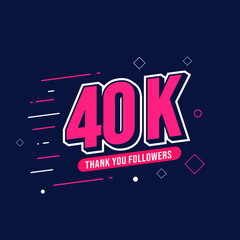 Thank You 40K Followers. Template Background Design. Congratulation Post Social Media Template