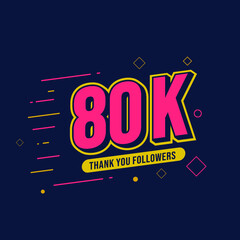 Thank You 80K Followers. Template Background Design. Congratulation Post Social Media Template