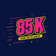 Thank You 85K Followers. Template Background Design. Congratulation Post Social Media Template