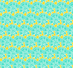 Traditional Indian botanical ornamental textile design. Colorful fabric print. Abstract psychedelic seamless pattern . Hand drawn vector background.