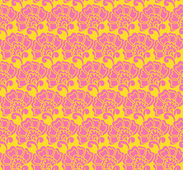 Traditional Indian botanical ornamental textile design. Colorful fabric print. Abstract psychedelic seamless pattern . Hand drawn vector background.