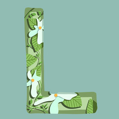 The letter "L". Can be used for various web resources. Floral print will decorate any design. Decorate your magazine, book or any web resource with this beautiful letter.