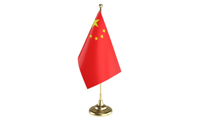 China table flag on white background, 3d rendering, isolated