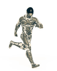 mega soldier is running fast