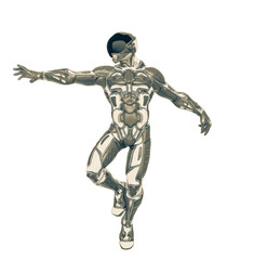 mega soldier is trying to grab something