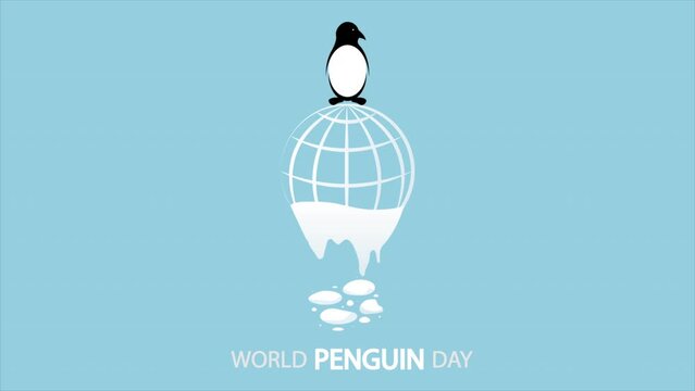 World penguin day north pole, art video illustration.