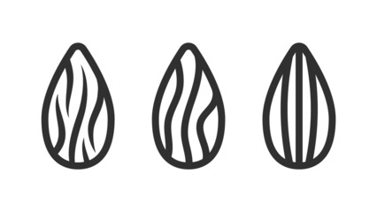 Almond organic line icon or linear style pictogram isolated. Nut vector Symbol, logo illustration.