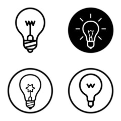 Lightbulbs1-3 Flat Icon Set Isolated On White Background