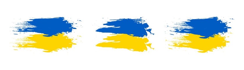 Ukrainian flag brush strokes. Blue and yellow brush strokes, hand drawn illustration. Flag of Ukraine. National flag with two colors: blue and yellow. Vector illustration EPS 10