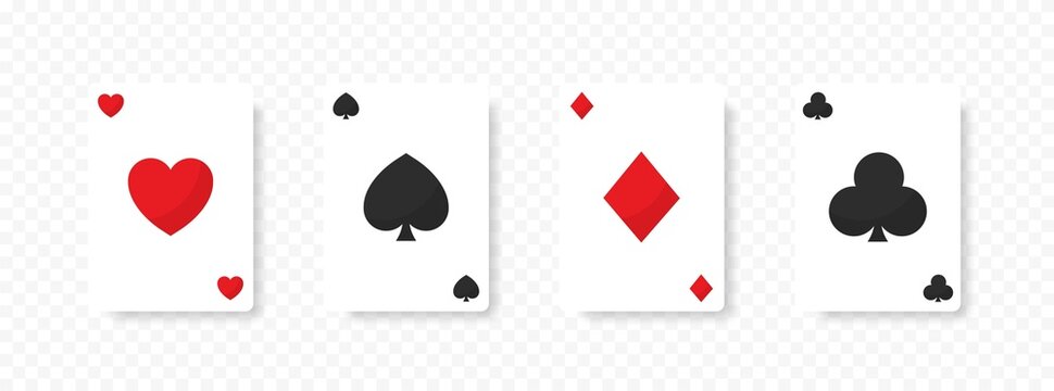 Playing cards. Card templates on transparent background. Vector playing card mockup. Card suits. 