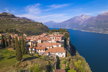 Fototapeta na wymiar Spectacular aerial view on lake, italian summer, Tremosine, Lago di Garda - ITALY