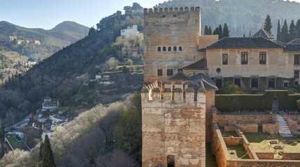Fototapeta na wymiar Palais de l'Alhambra à Grenade en Andalousie dans le sud de l'Espagne