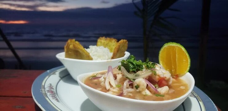 Shrimp ceviche is the best served fresh in front of the ocean.