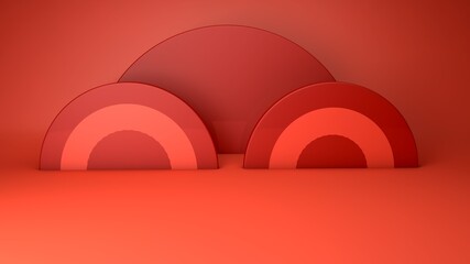 A beautiful view of podium for product promotion on a red gradient background.
