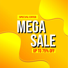banner mega sale yellow orange gradation. suitable for discount promotion design