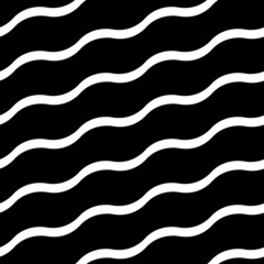 Wavy lines seamless pattern. Angled jagged stripes ornament. Linear waves motif. Diagonal curves print. Striped background. Tilted broken line shapes wallpaper. Slanted zigzag stripe figures. Vector