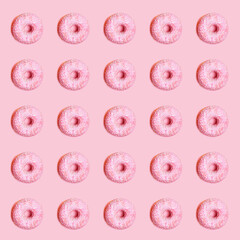Pattern seamless of pink donut with pink background