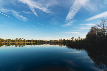 Lake view at Secret Lake park in Casselberry, a suburb of Metro Orlando in Florida