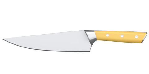 Chef's kitchen knife with a wooden handle isolated on white background.