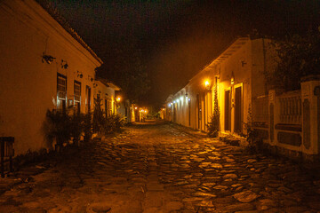 night view of the historic center of the city of Paraty, State of Rio de Janeiro, Brazil