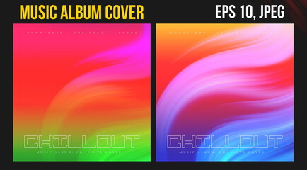 Music Album Cover for the Web Presentation. Colorful Vector Background. Abstract postcard set. Posters Template. Vinyl and CD DVD artwork design. Square flyers, banners, brochure, book.  Music Single 