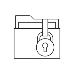 Folder with keyhole, private folder icon line style icon, style isolated on white background
