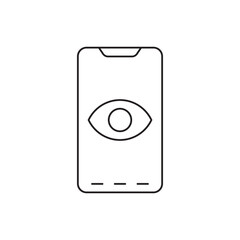 Smartphone spy, smartphone with eye in screen icon line style icon, style isolated on white background
