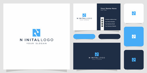 n logo concept business card template