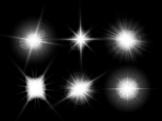 Sunlight special lens flare light effect on transparent background. Vector elements.