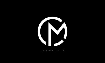 Letter design CM or MC in circle brand concept logo - obrazy, fototapety, plakaty