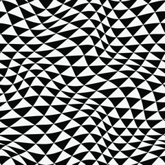 Warped checkered triangles pattern. Vector seamless pattern