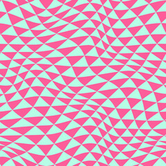 Warped checkered triangles pattern. Vector seamless pattern