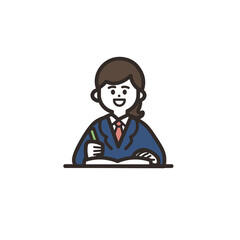 勉強している中高生女子