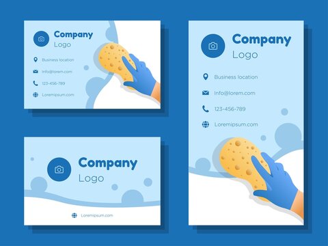 Window cleaning service digital business card template, glass washing corporate marketing advertisement, spring sponge wash online invitation card, abstract flyer, creative banner design, isolated