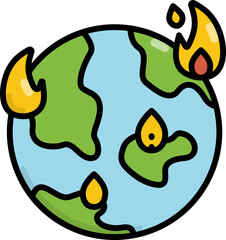 Earth on fire icon