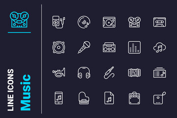 Music and musical instruments icons set